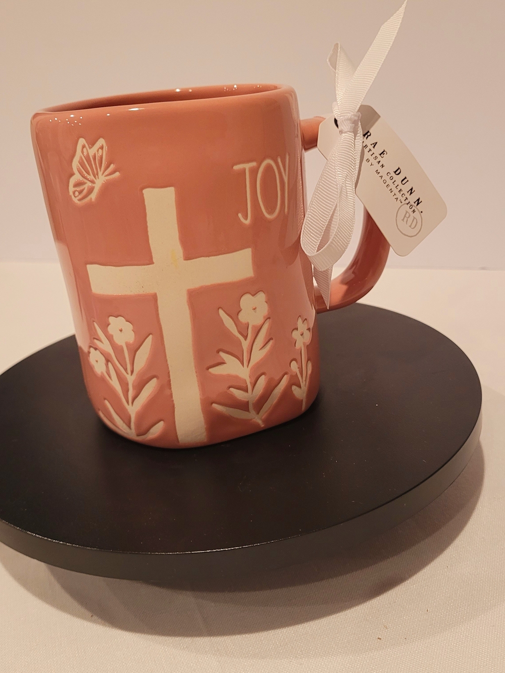 Rae Dunn Joy Cross Mug - Coral Pink